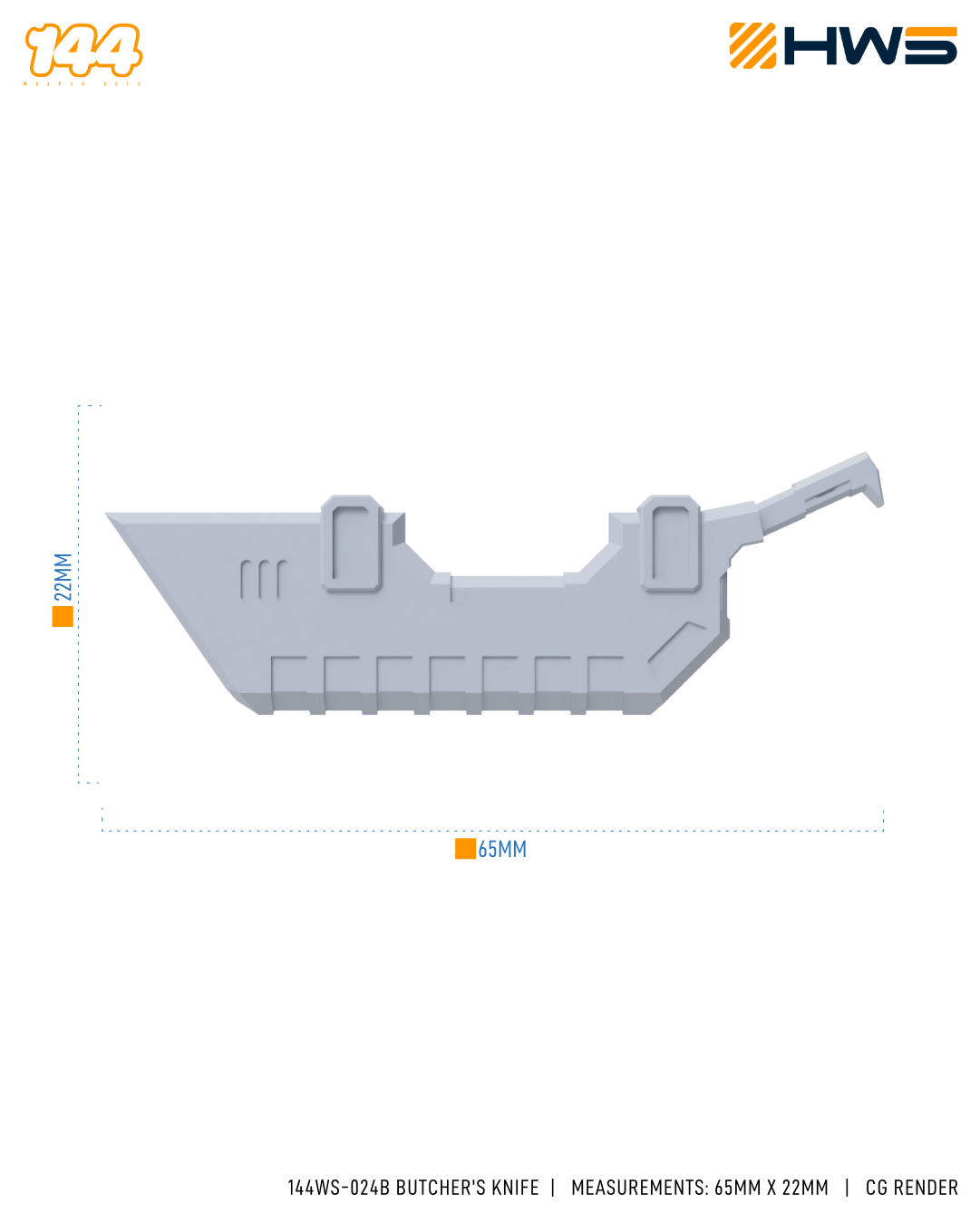 144WS-024B Butcher's Knife. 3D Printed Cleaver STL for Mecha Model Kits Model