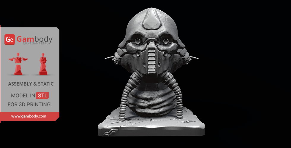 Edrio Two Tubes Bust 3D Printing Miniature | Static STL Model