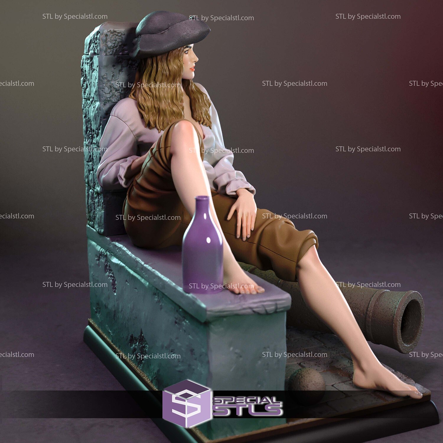 Elizabeth Swann Pirates Caribbean Sculptures 3D Printing STL Model — view 3
