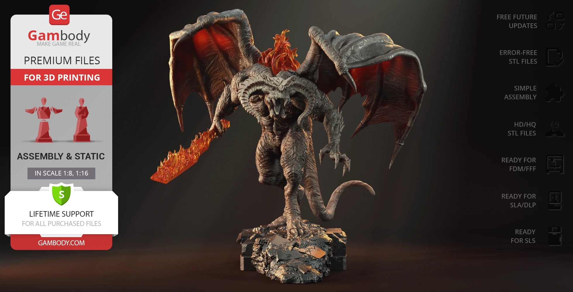 Balrog in Diorama 3D Printer Files | Assembly STL Model