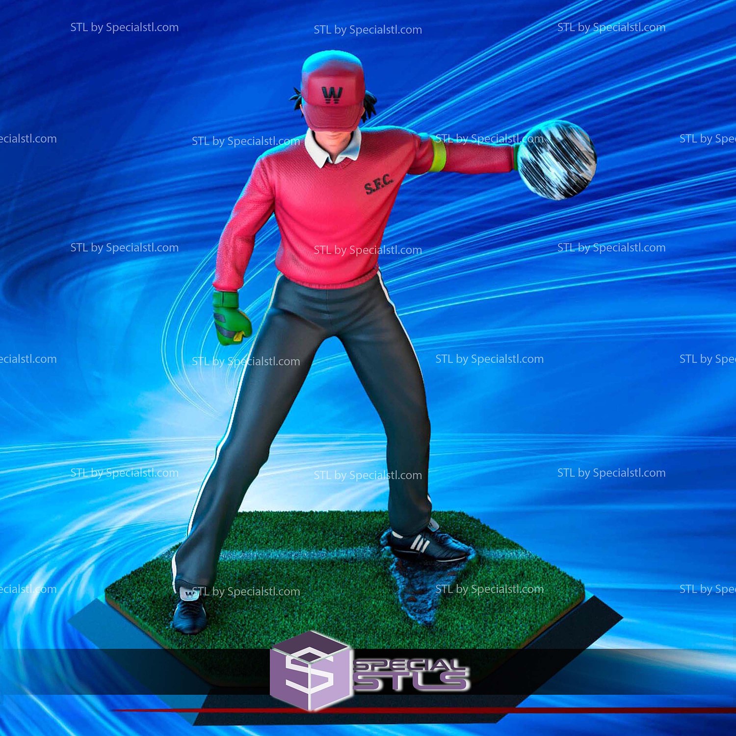 Genzo Wakabayashi Basic Pose Digital STL Files 3D Model — view 3