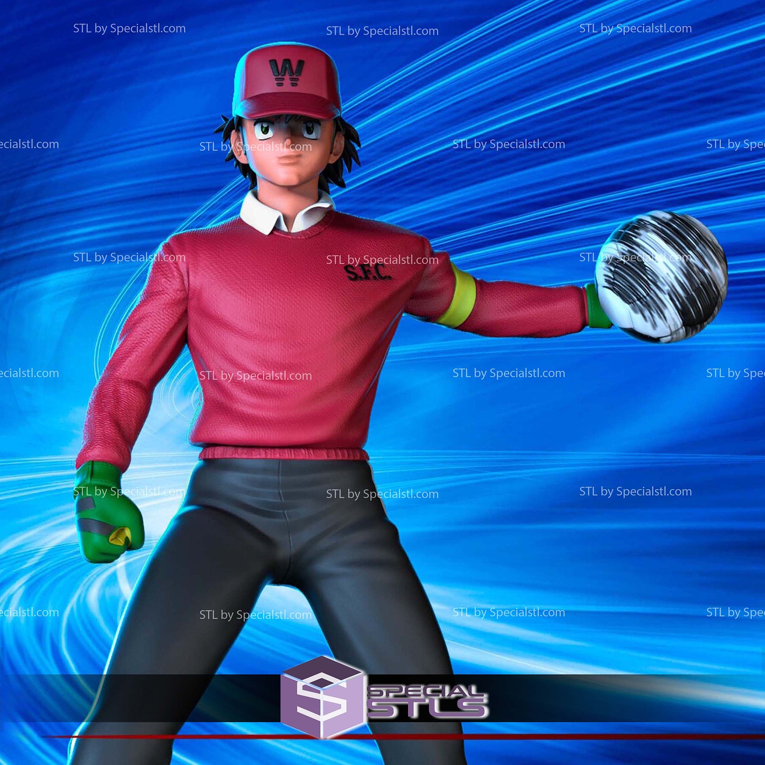 Genzo Wakabayashi Basic Pose Digital STL Files 3D Model — view 4