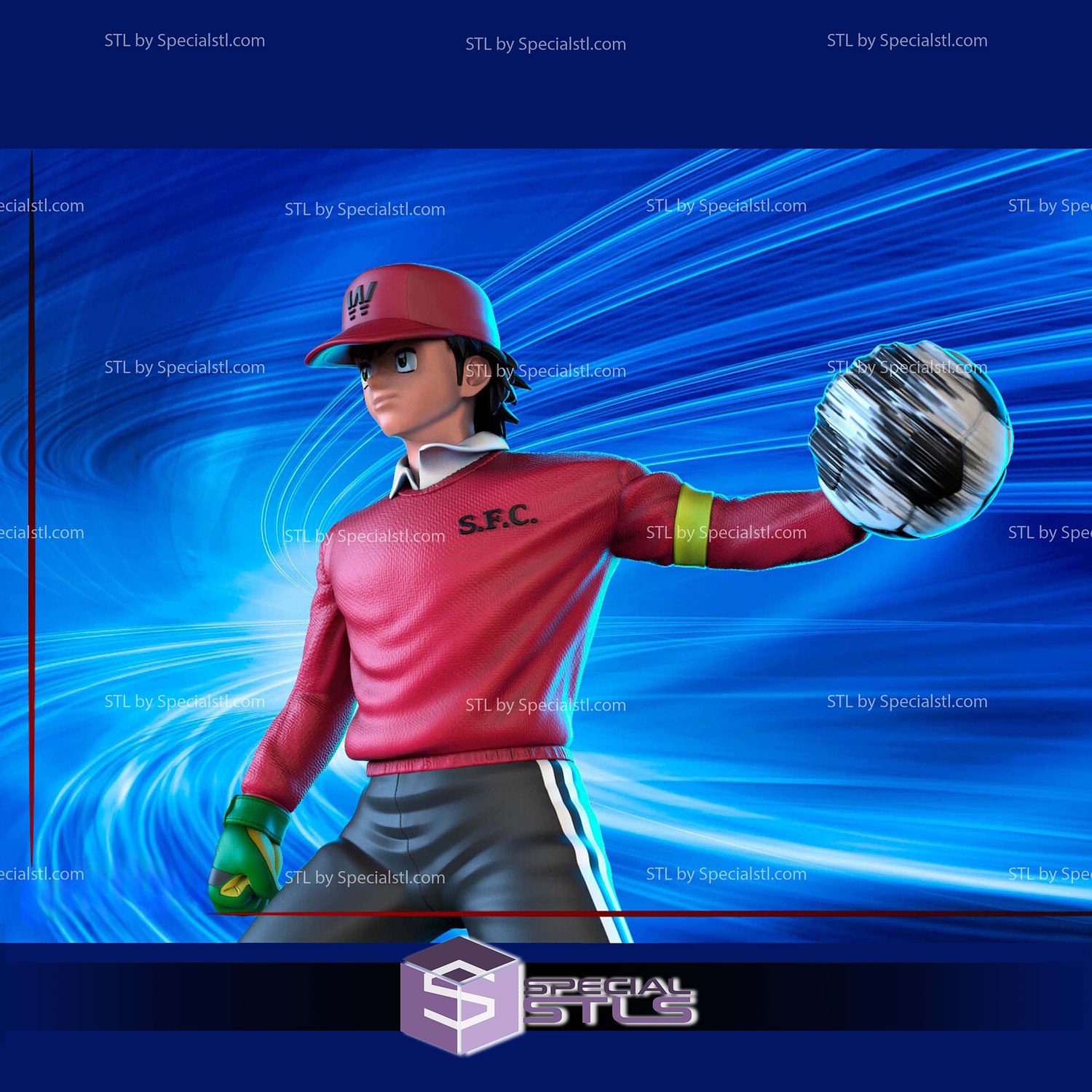 Genzo Wakabayashi Basic Pose Digital STL Files 3D Model — view 5