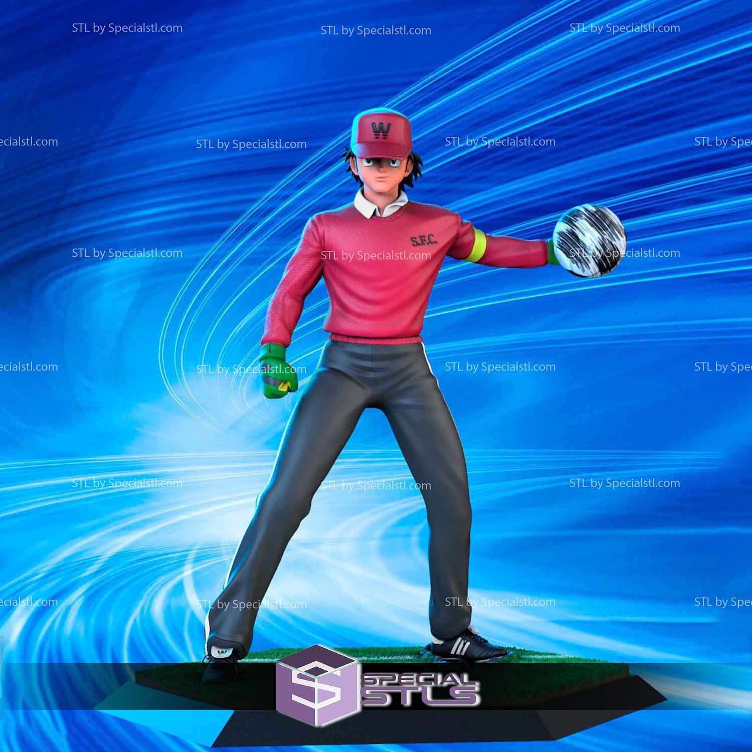 Genzo Wakabayashi Basic Pose Digital STL Files 3D Model — view 7