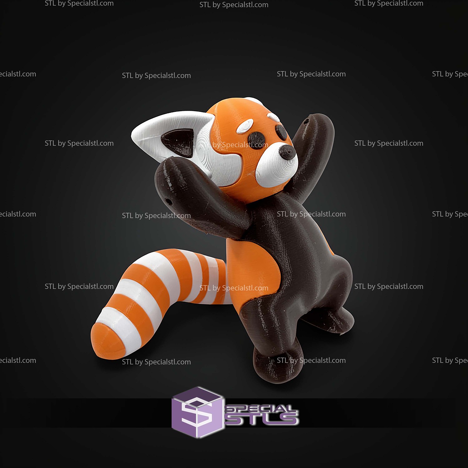 Super Basic STL Climbing Red Panda Toy 3D Model — view 3