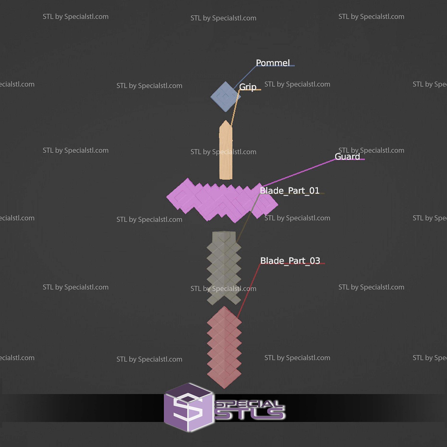 Cosplay STL Files Minecraft Movie Sword V2 3D Model — view 2