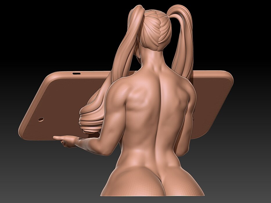 surprised woman holding cell phone 3D STL Model — view 5