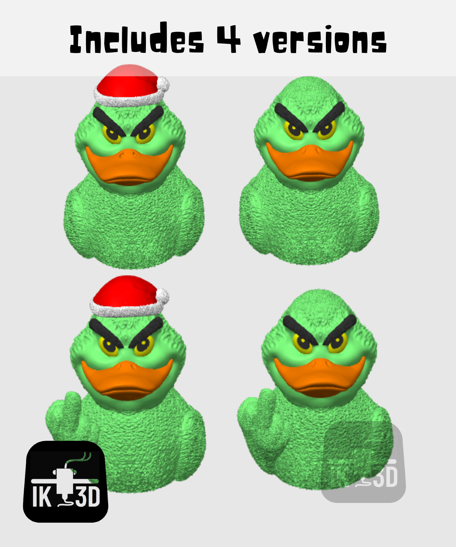 Rubber Duck The Grinch Bundle / No Suppports 3D STL Model