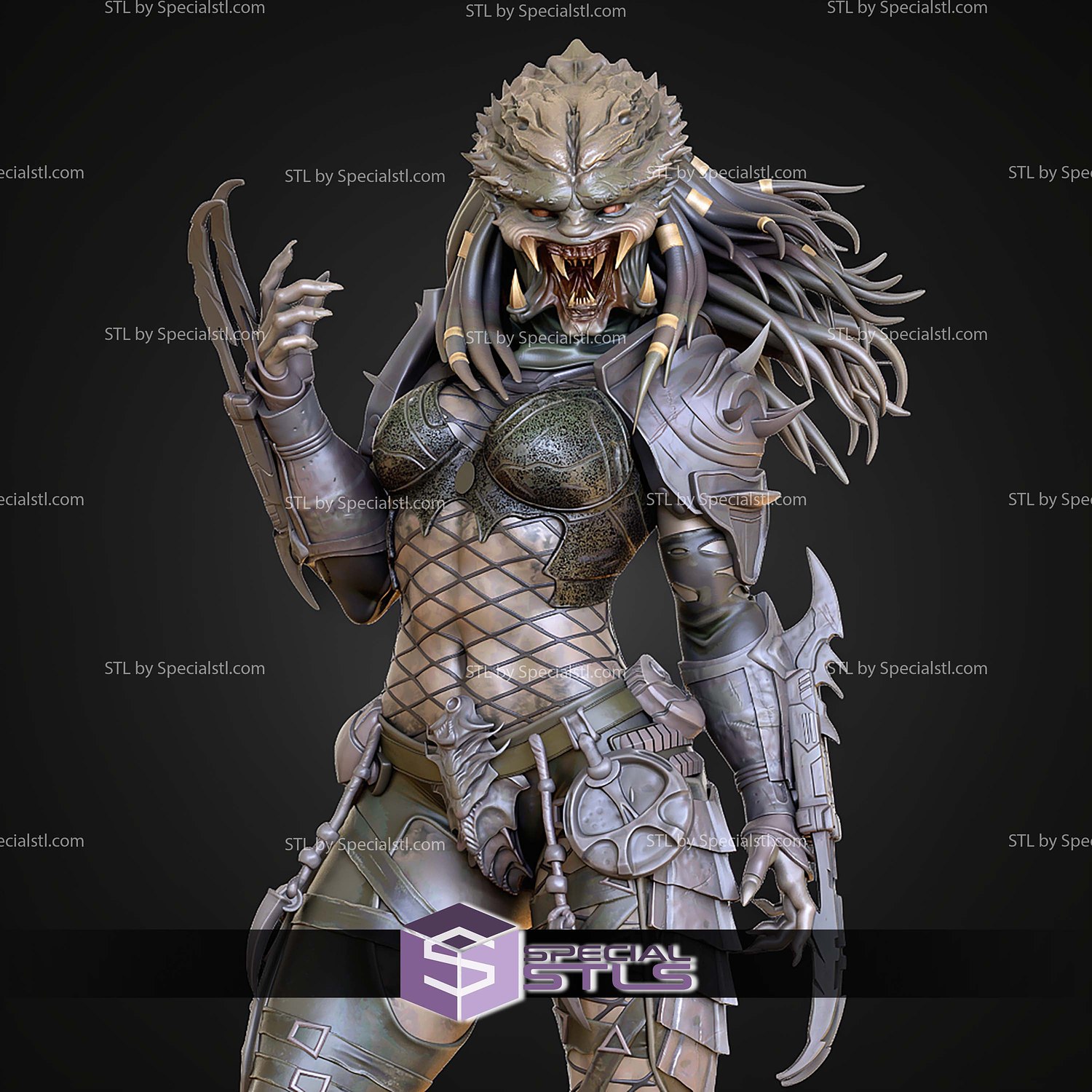 Female Predator 250mm STL Files 3D Model — view 5