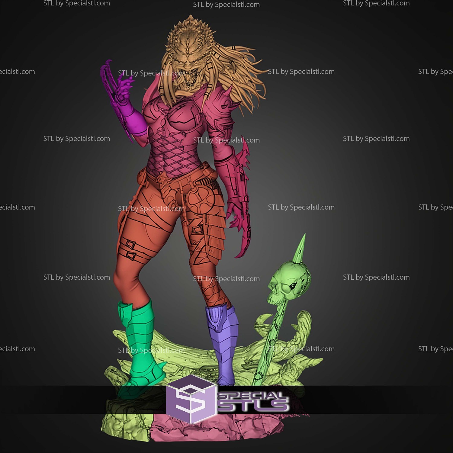 Female Predator 250mm STL Files 3D Model — view 6
