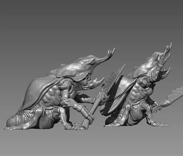 Beetle Guard- 3D printable Character - 2 Poses FBX Model