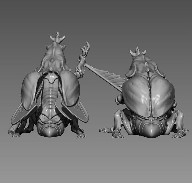 Beetle Guard- 3D printable Character - 2 Poses FBX Model — view 3
