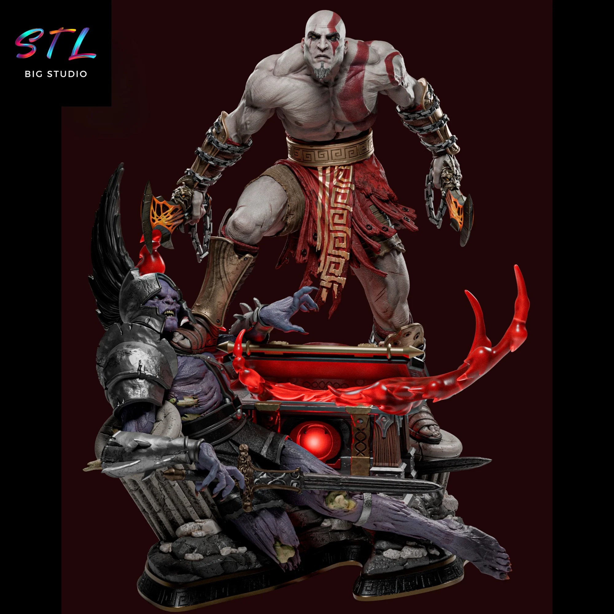 Kratos STL | God of War | Battle Diorama for 3D Printing Model