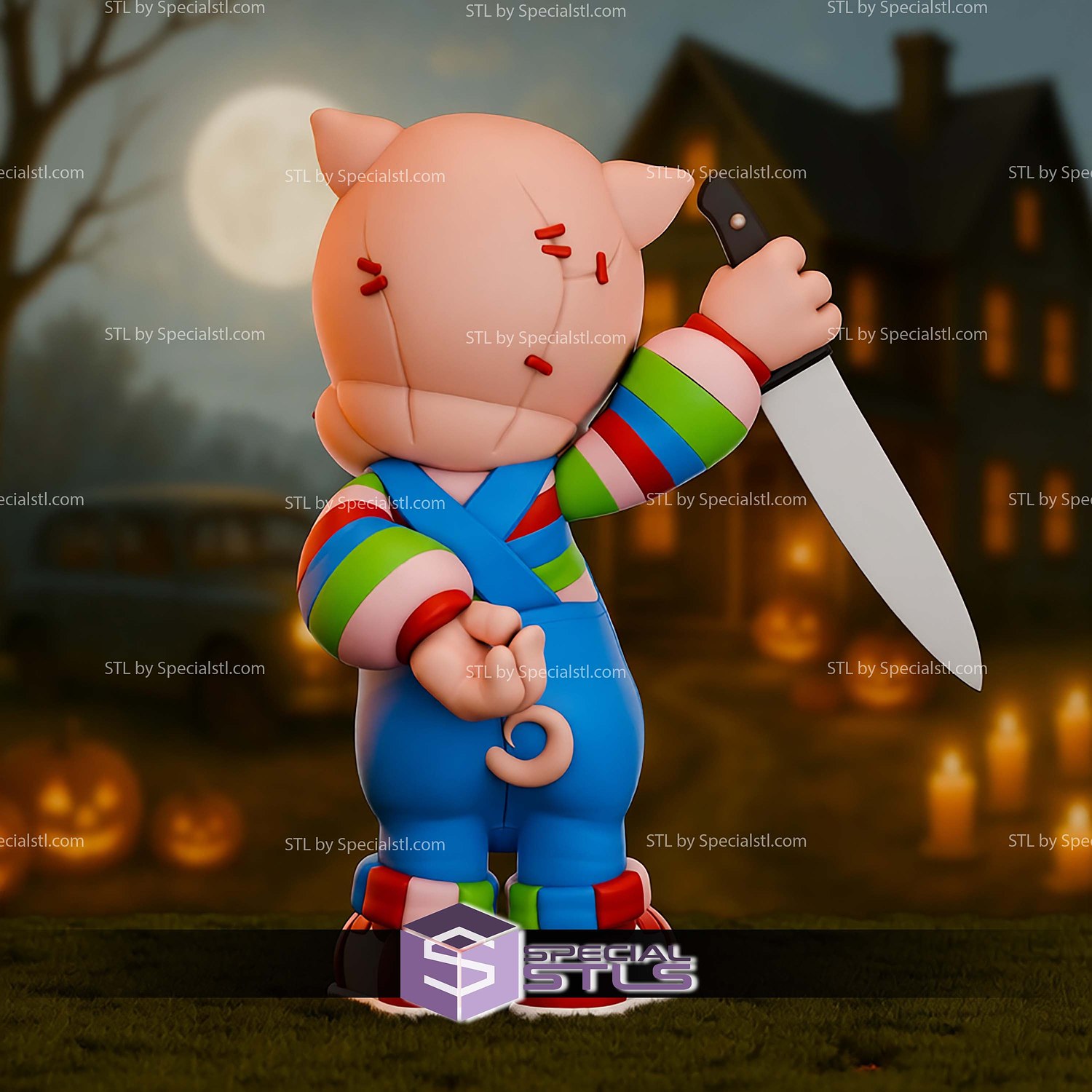 Porky Pig Chucky Life Size STL Files 3D Model — view 2