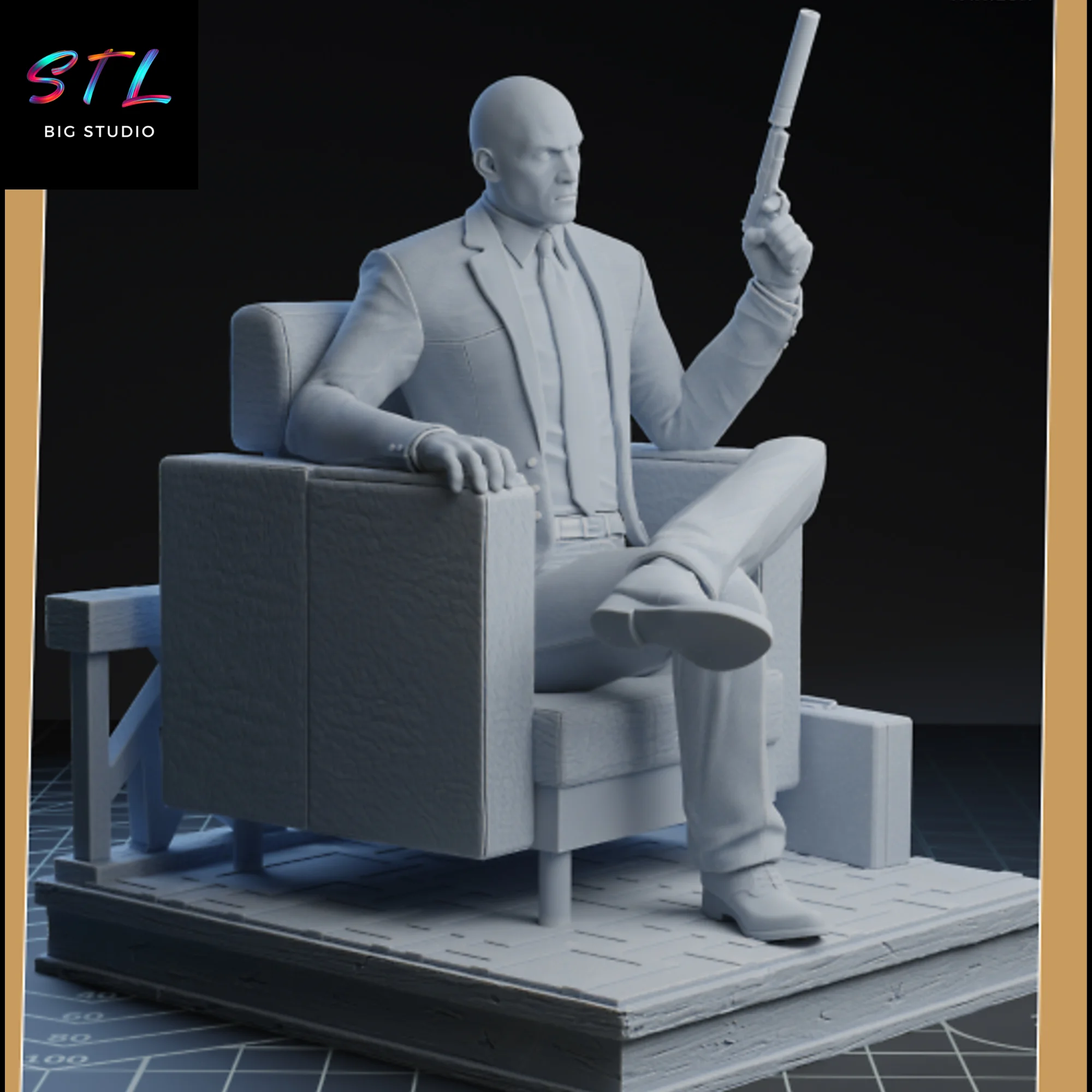 Agent 47 STL | Hitman | 3D Printable Figure Model — view 3