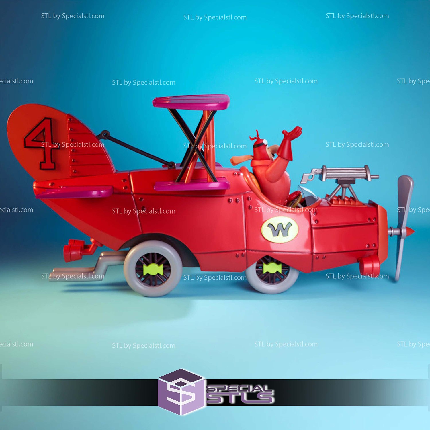 Red Max Crimson Haybaler Wacky Races Sculptures 3D Printing STL Model — view 2