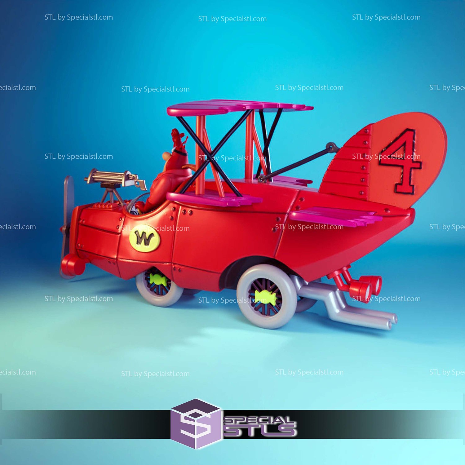 Red Max Crimson Haybaler Wacky Races Sculptures 3D Printing STL Model — view 3