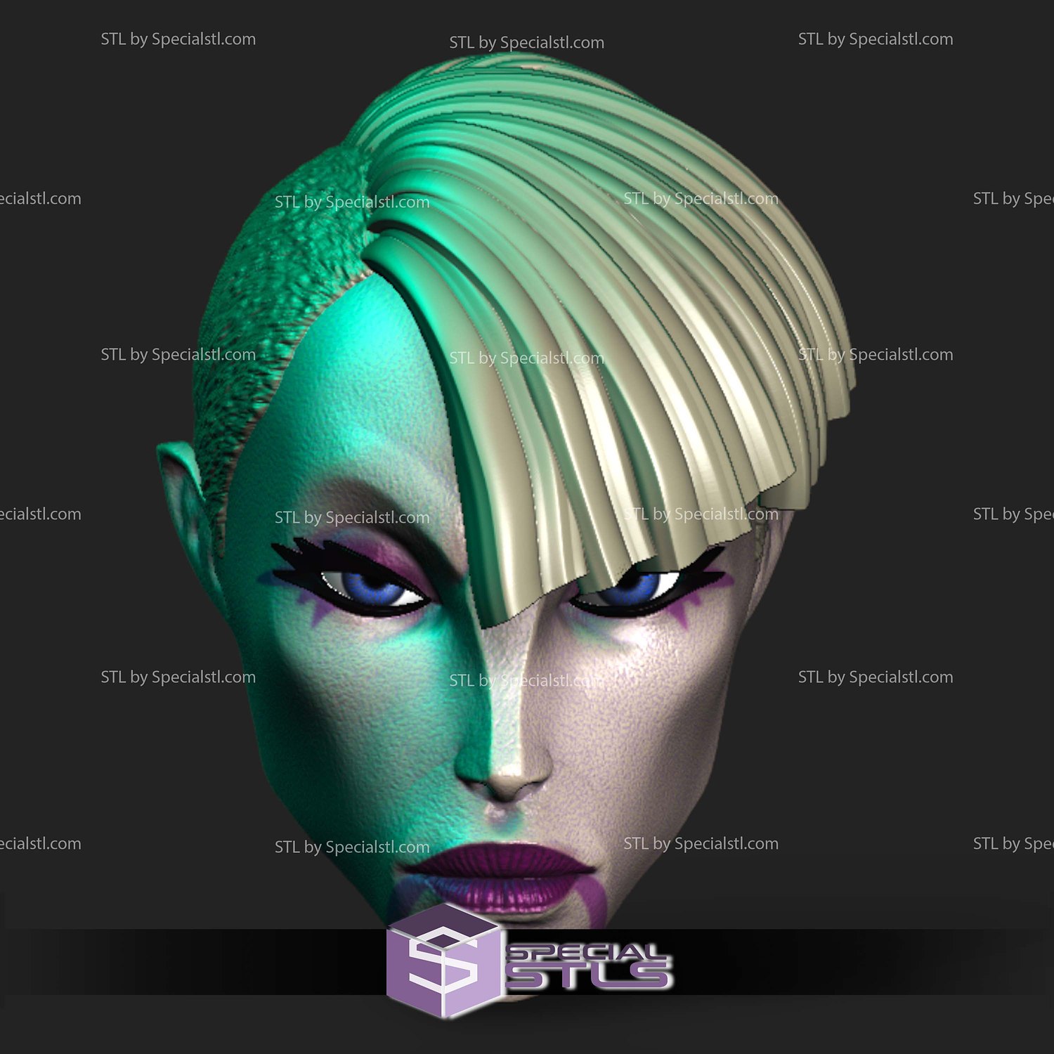 Custom Head STL - Asajj Ventress V2 3D Model — view 2