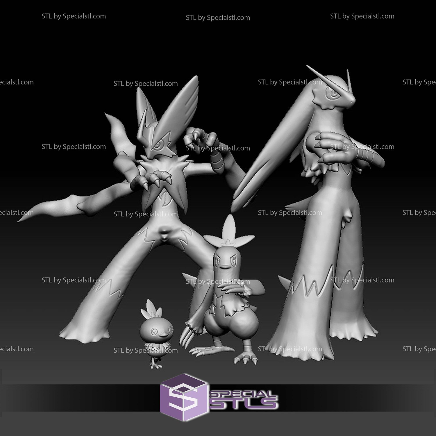 Pokemon STL Collection Torchic Combusken Blaziken Mega Evolution 3D Model — view 2