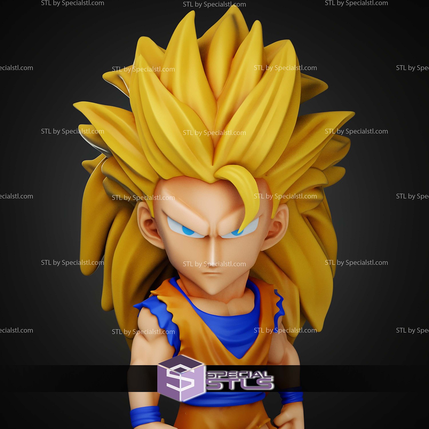 Chibi STL Collection Goku SSJ3 3D Model — view 2