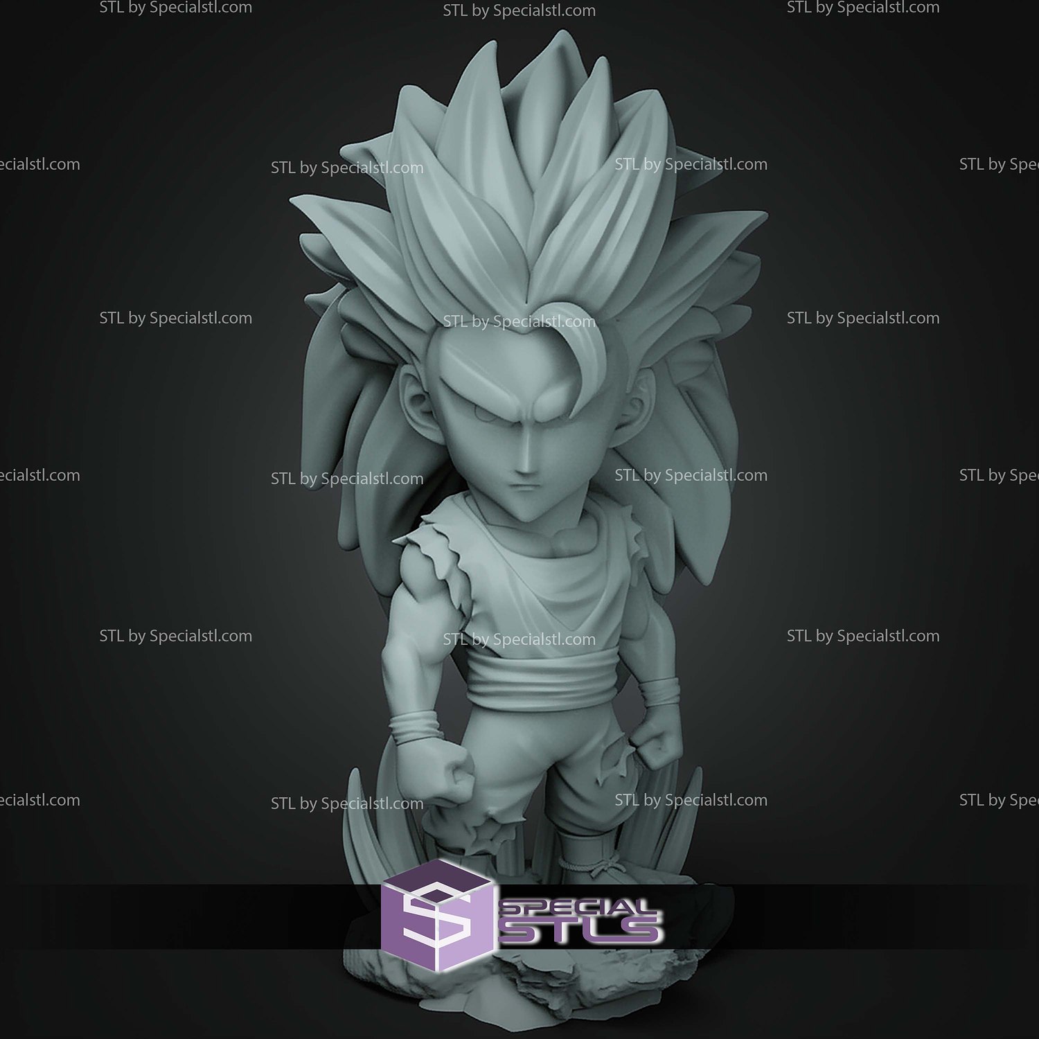 Chibi STL Collection Goku SSJ3 3D Model — view 4