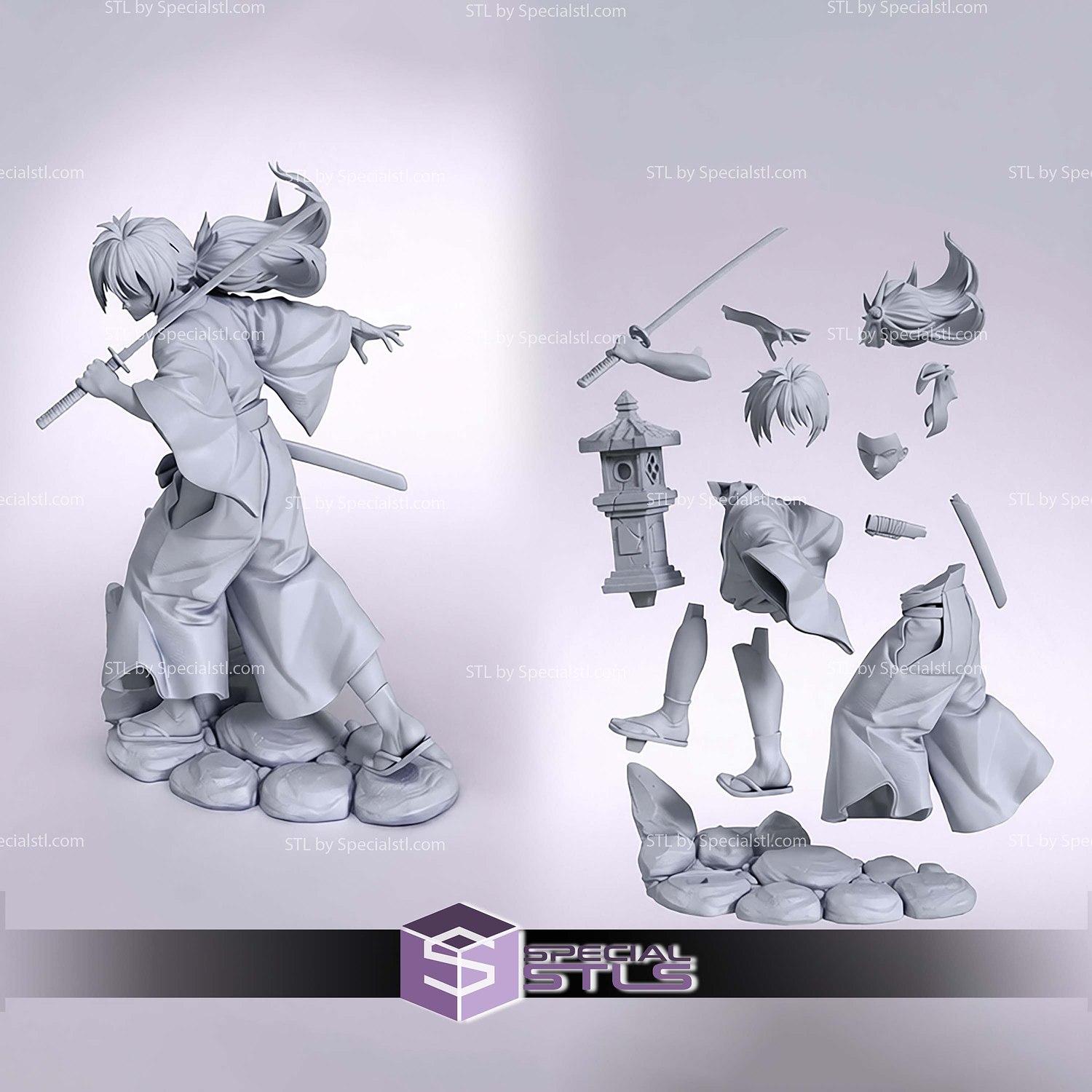 Kenshin Himura Stand Pose STL Files 3D Model — view 2