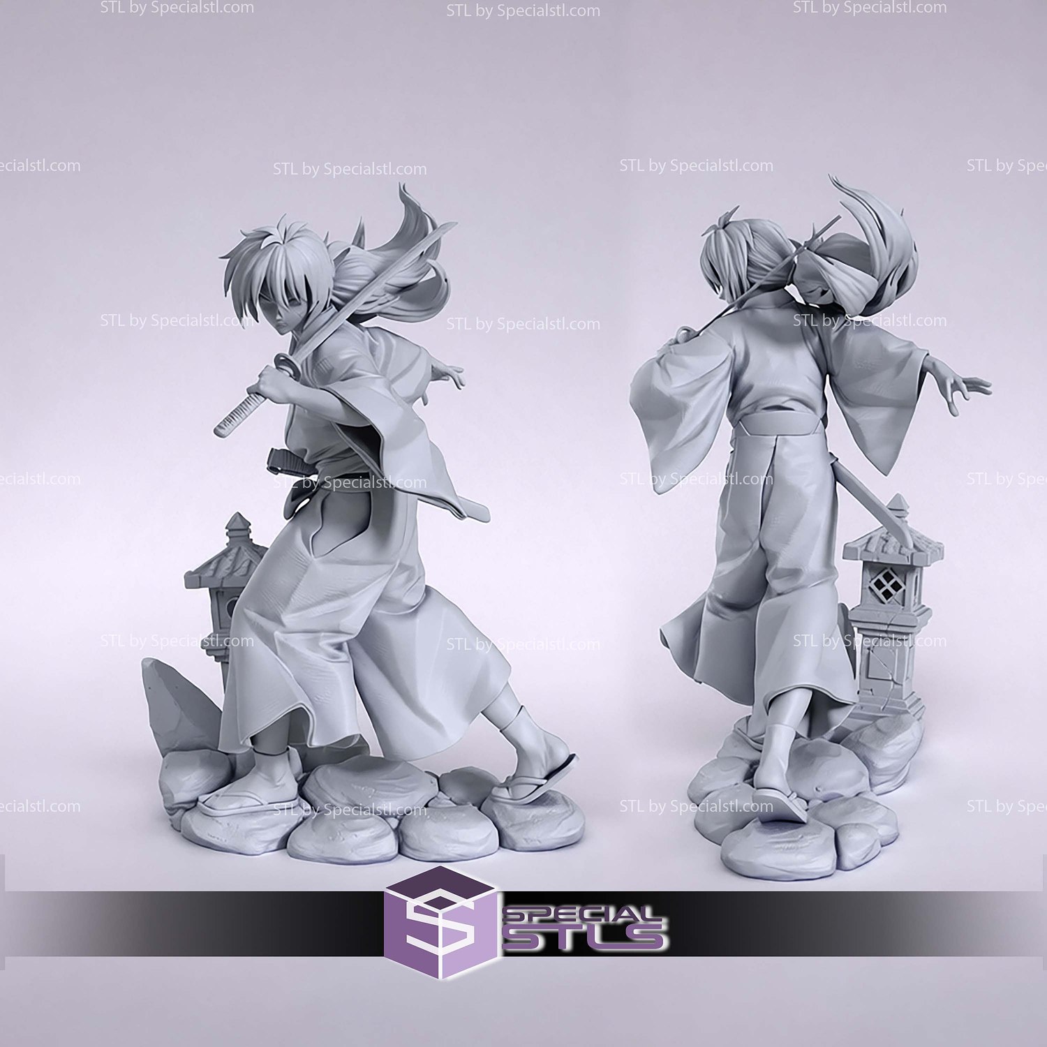 Kenshin Himura Stand Pose STL Files 3D Model — view 3