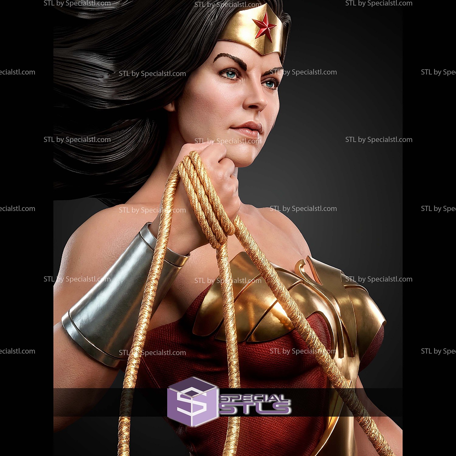 Wonder Woman Kingdom Come 458mm STL Files 3D Model — view 3
