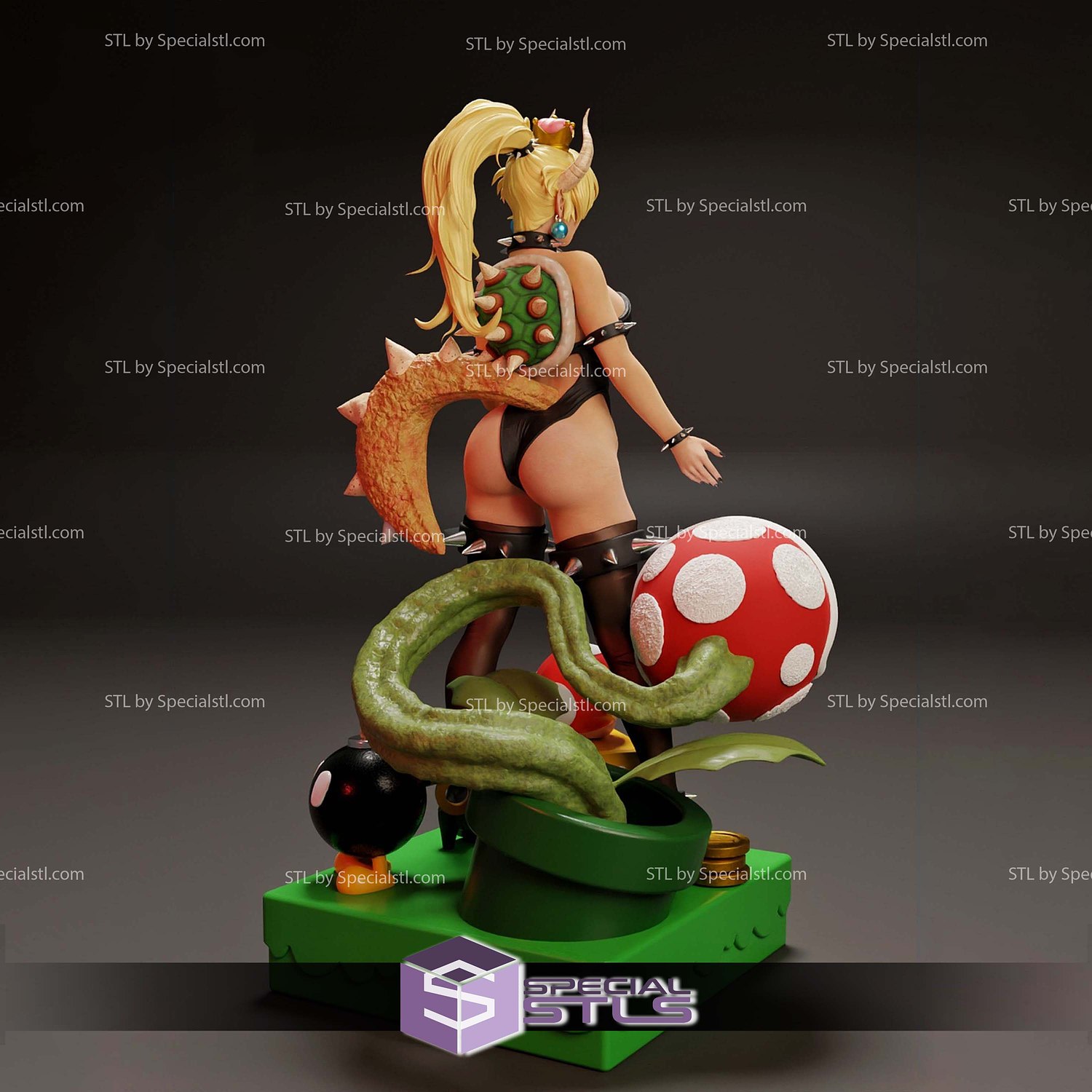 Bowsette Adult and Plant STL Printer Files 3D Model — view 2