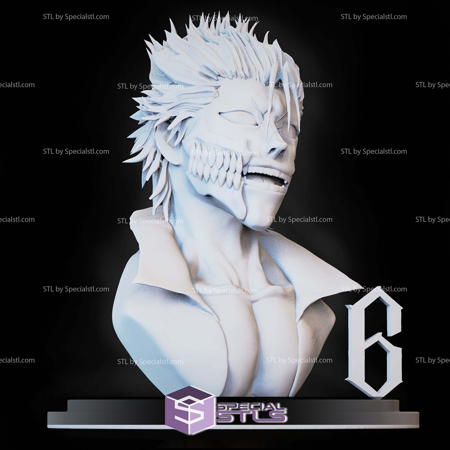 Grimmjow Bleach Bust 3D Printing Models STL Model — view 3