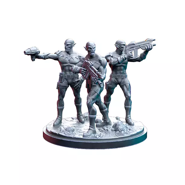 Shapeshifting Thugs On 50mm Base X - Printable Resin Model 3D STL Model