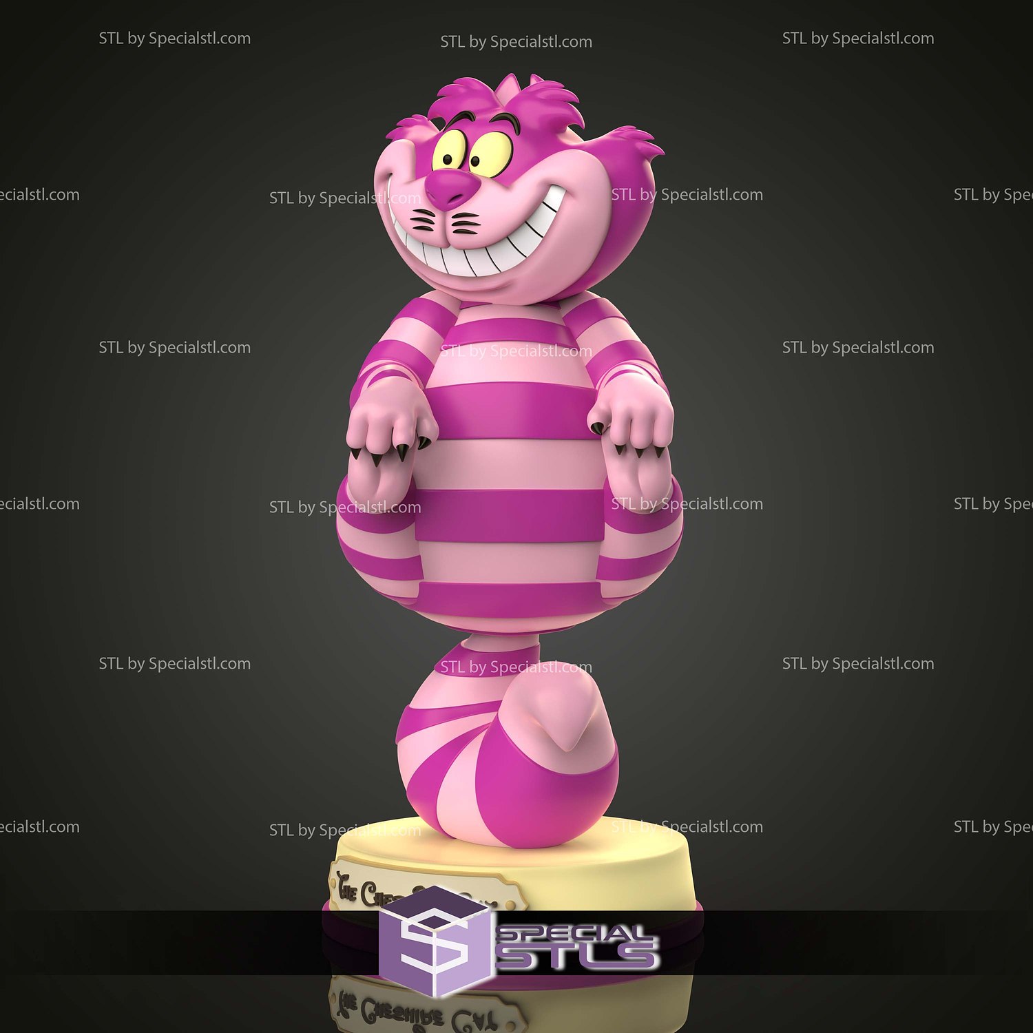 Cheshire Cat Alice in Wonderland Sculptures 3D Printing STL Model — view 4
