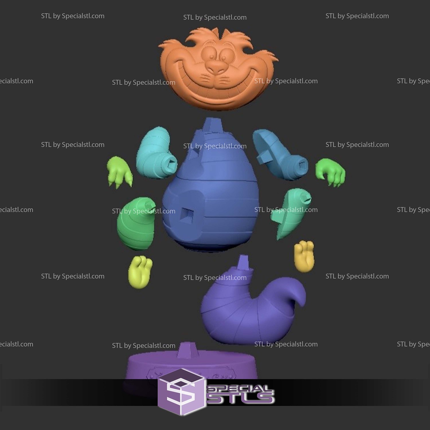 Cheshire Cat Alice in Wonderland Sculptures 3D Printing STL Model — view 6