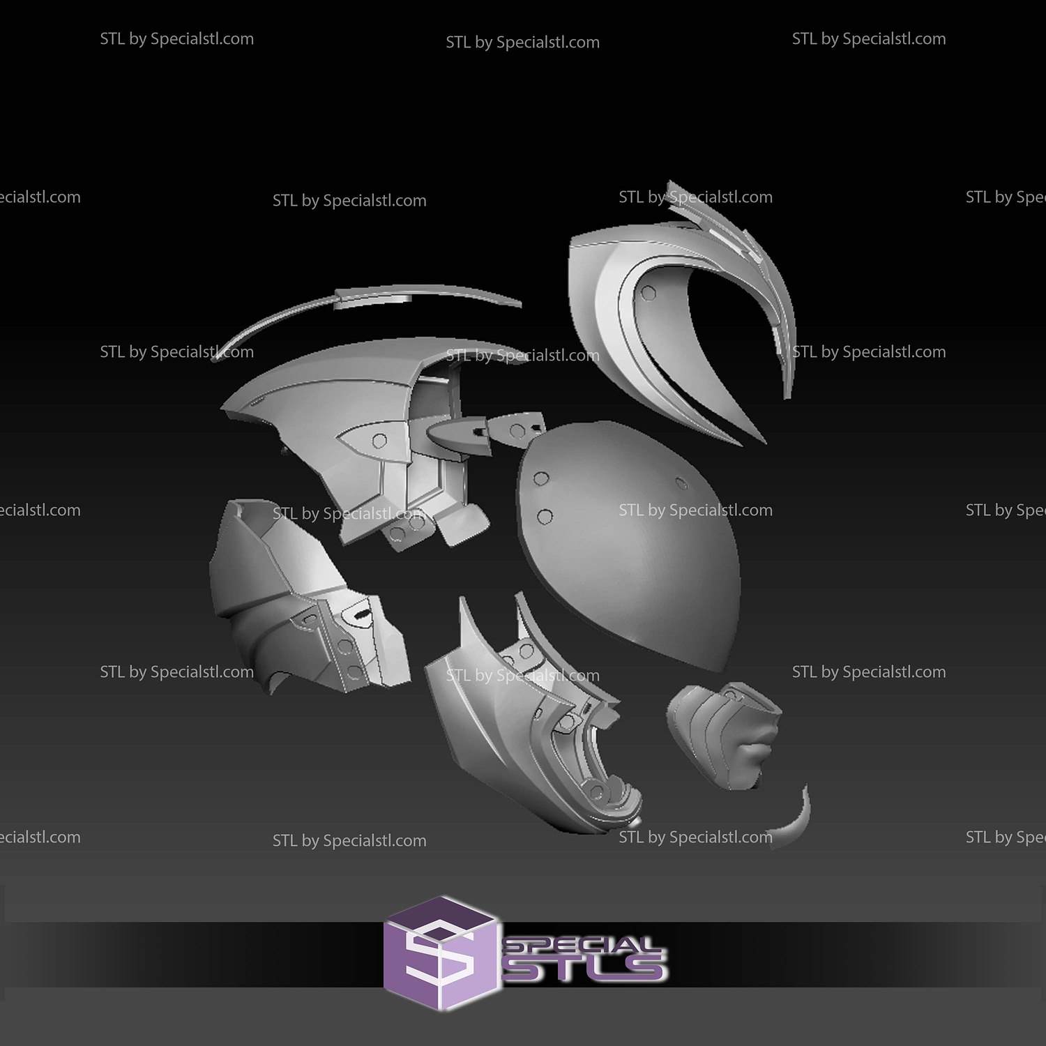 Cosplay STL Files Pink Ranger Concept Helmet 3D Model — view 3
