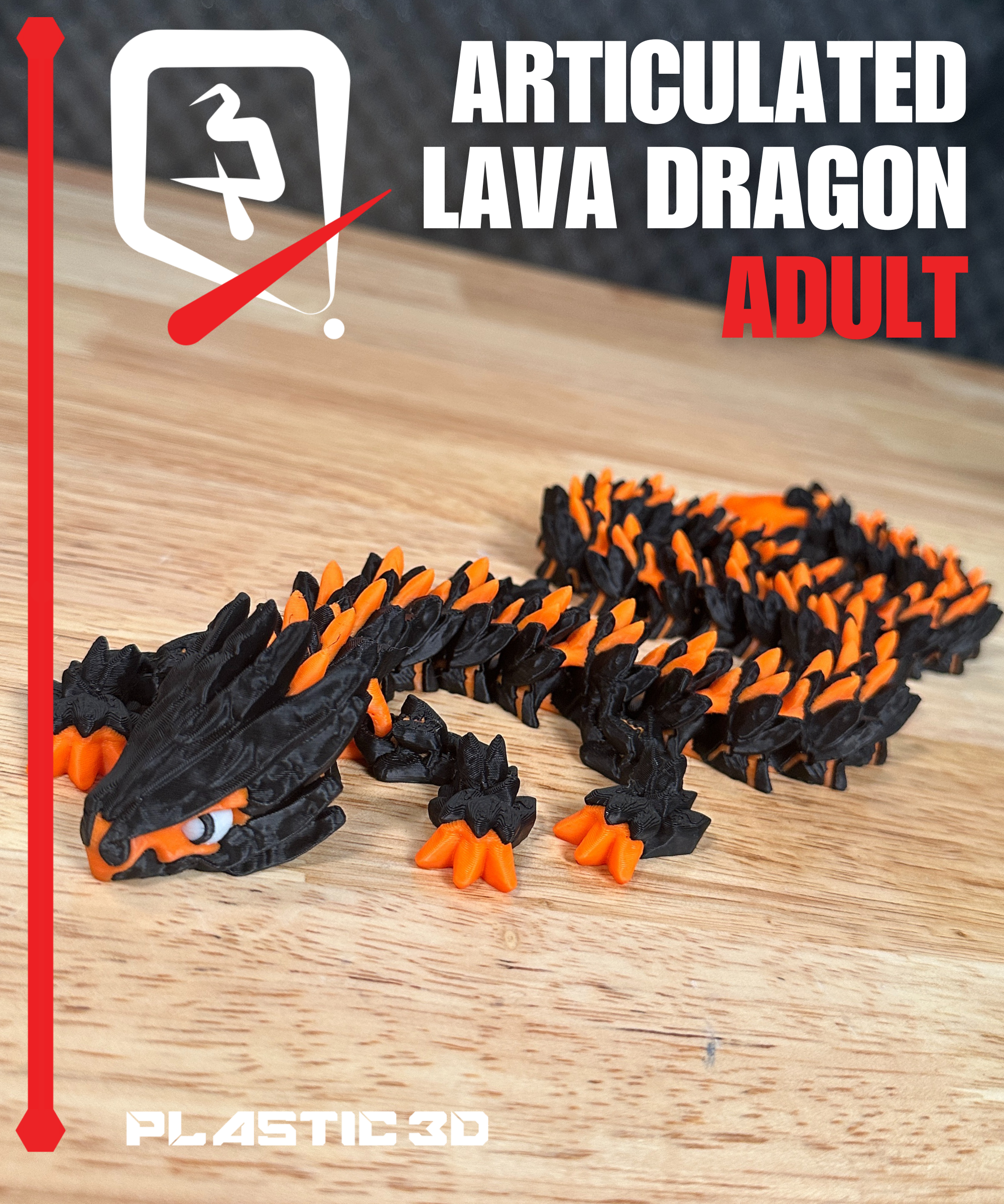 Articulated Lava Dragon- Elder 3D 3MF Model