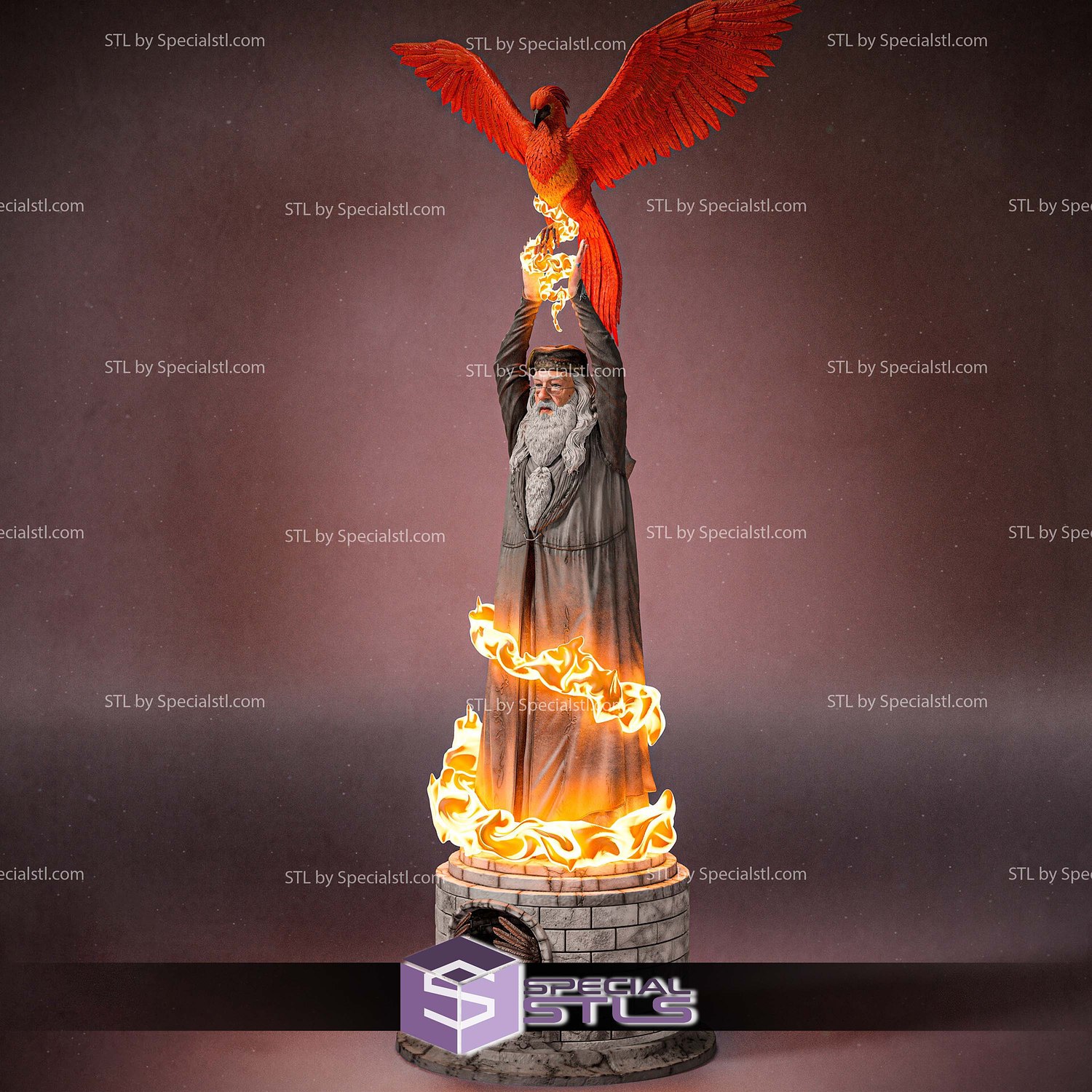 Albus Dumbledore and Phoenix STL Files 3D Model — view 2