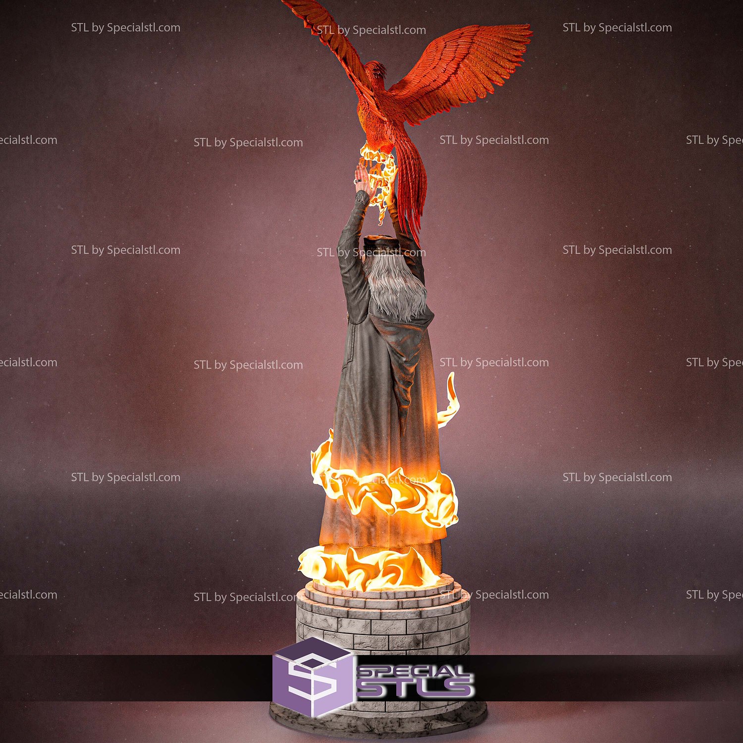 Albus Dumbledore and Phoenix STL Files 3D Model — view 3