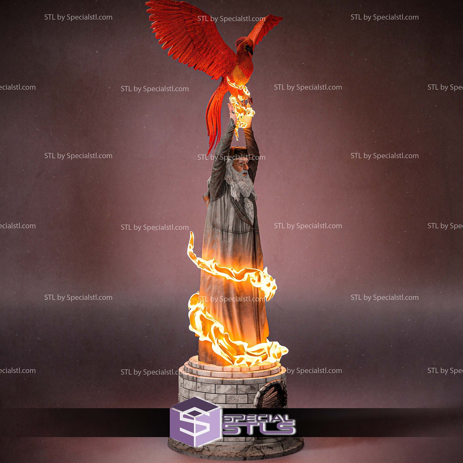 Albus Dumbledore and Phoenix STL Files 3D Model — view 4