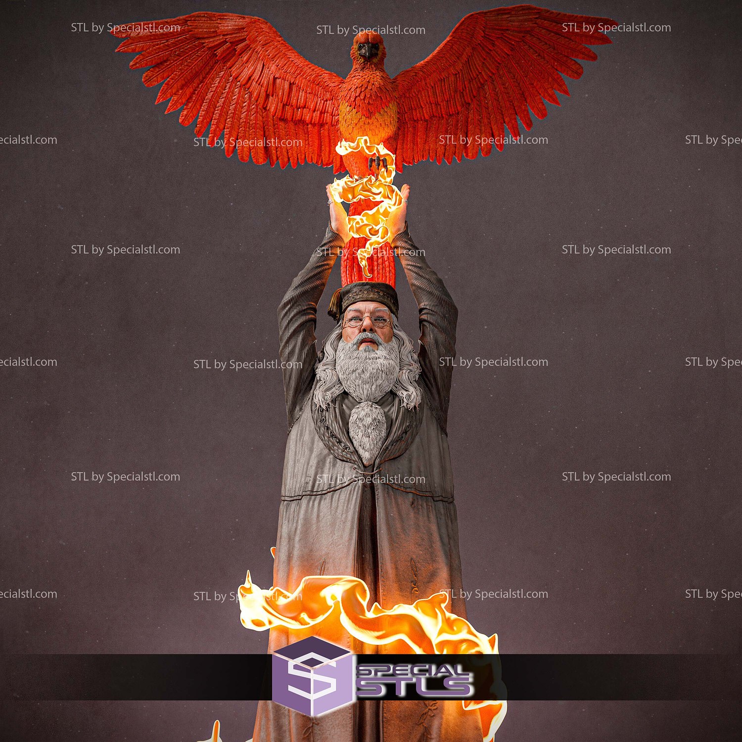 Albus Dumbledore and Phoenix STL Files 3D Model — view 6