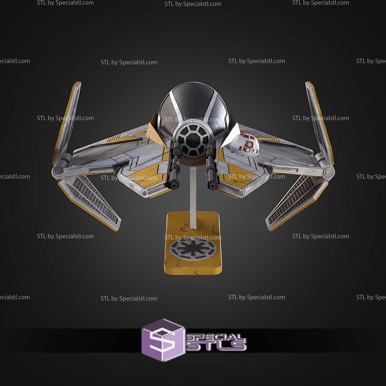 ETA-2 Jedi Starfighter Kit Card STL Files 3D Model — view 4