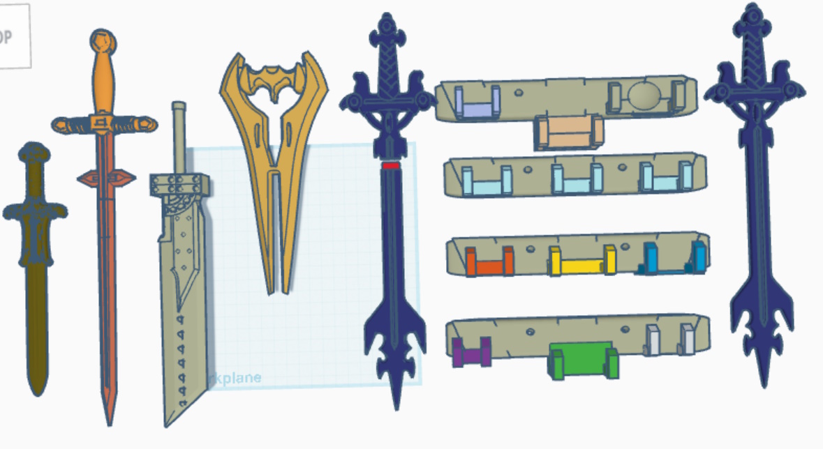 Desktop Toy Swords Wall Mount 3D STL Model