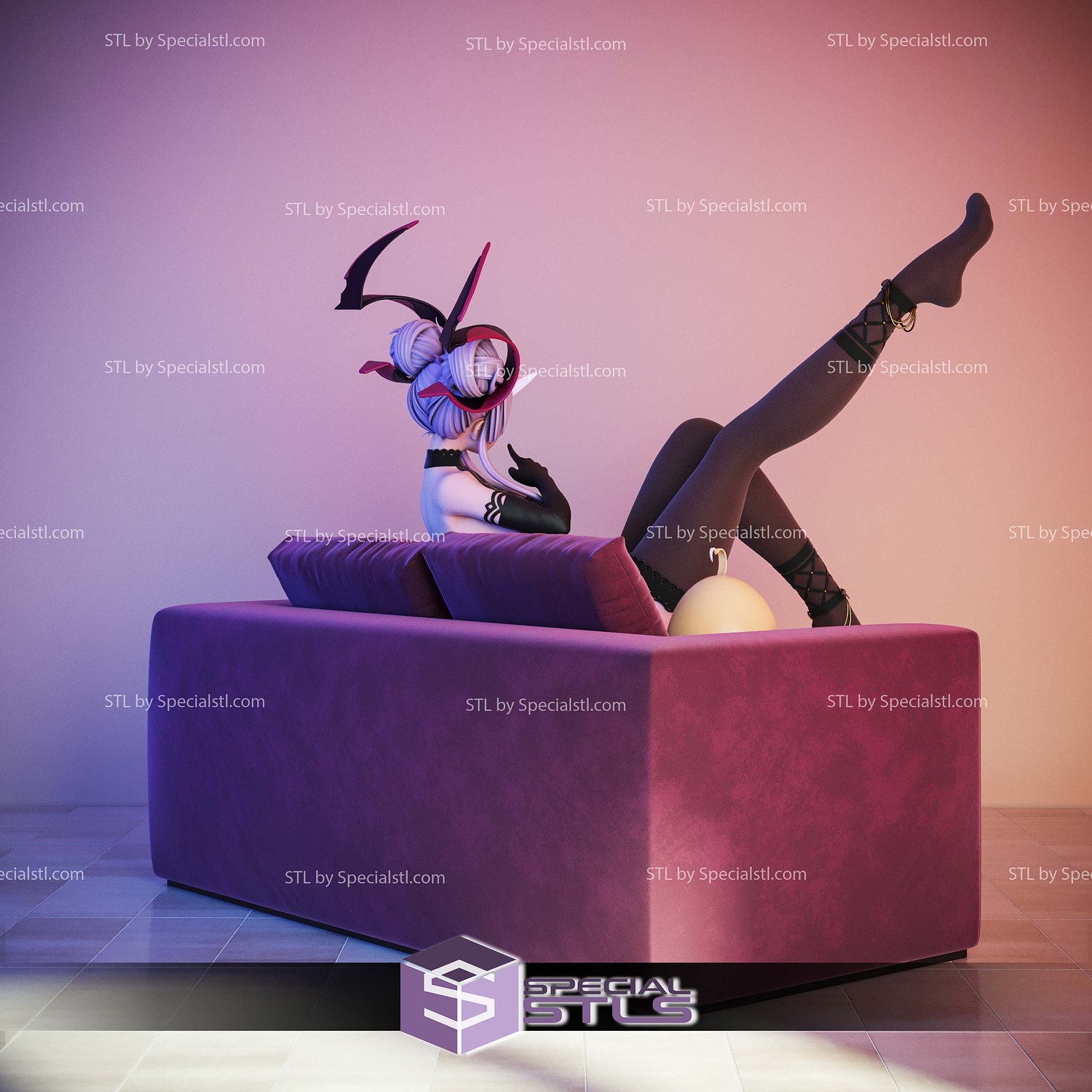 Watarase Azur Lane on Sofa 3D Printer Files STL Model — view 2