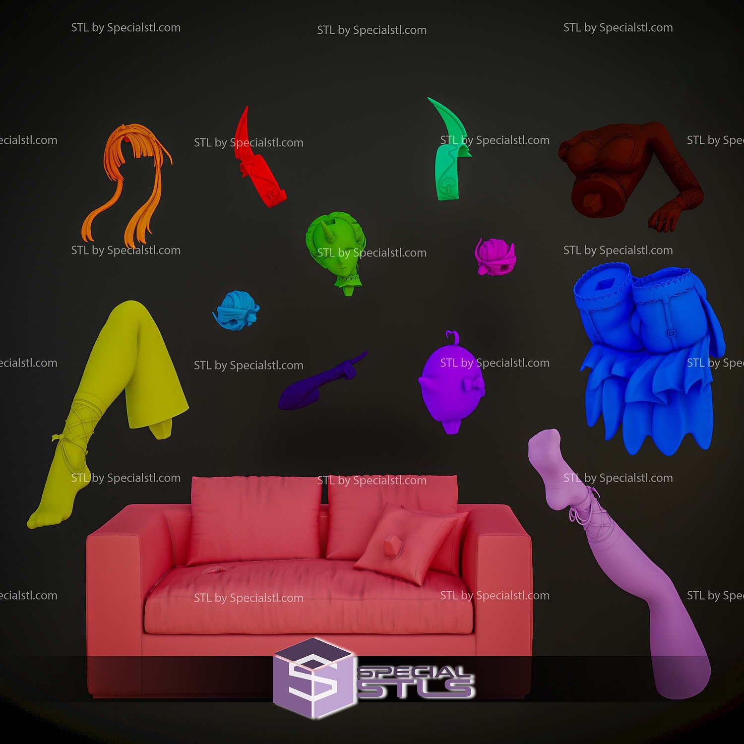 Watarase Azur Lane on Sofa 3D Printer Files STL Model — view 7