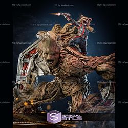Groot Rocket Battle Diorama 3D Printer Files STL Model