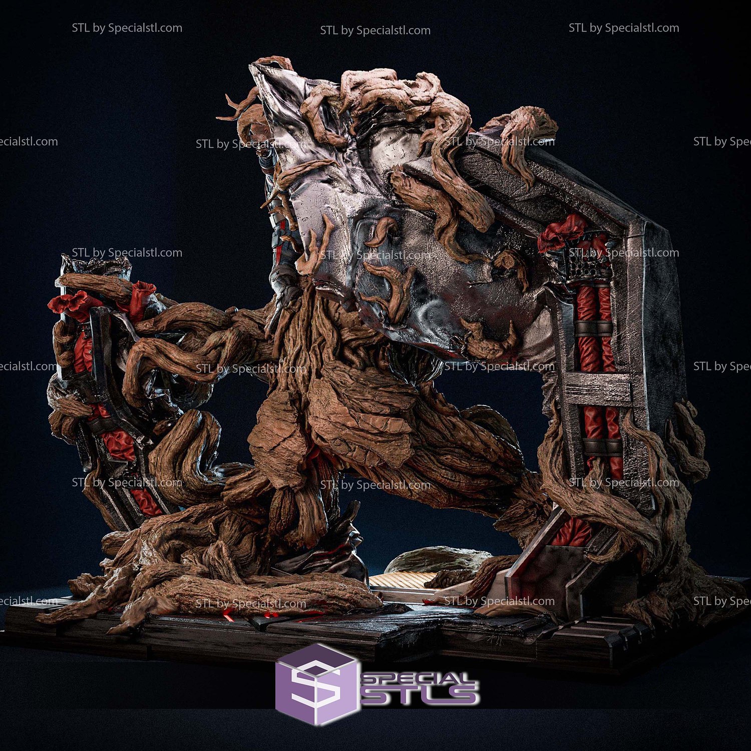 Groot Rocket Battle Diorama 3D Printer Files STL Model — view 6