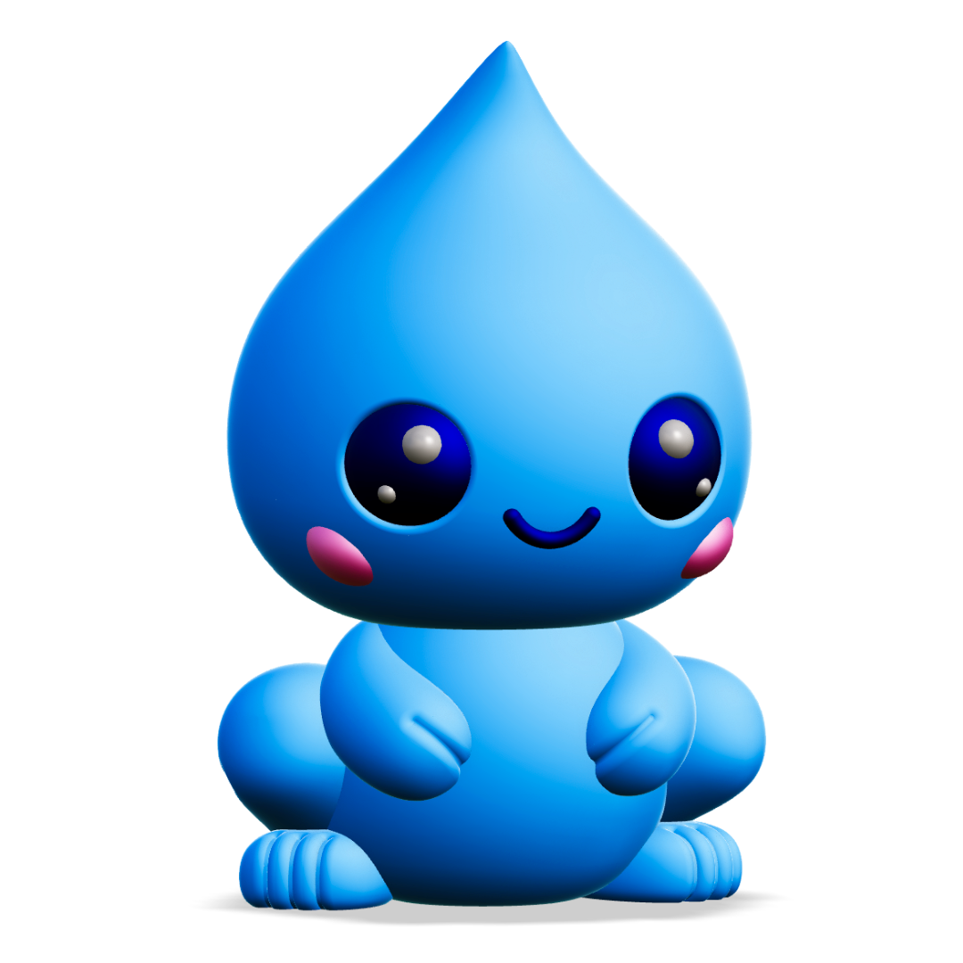 Creature Kin Driplet Figure Cute Waterdrop Frog Art Toy Royalty-Free 3D STL Model — view 2