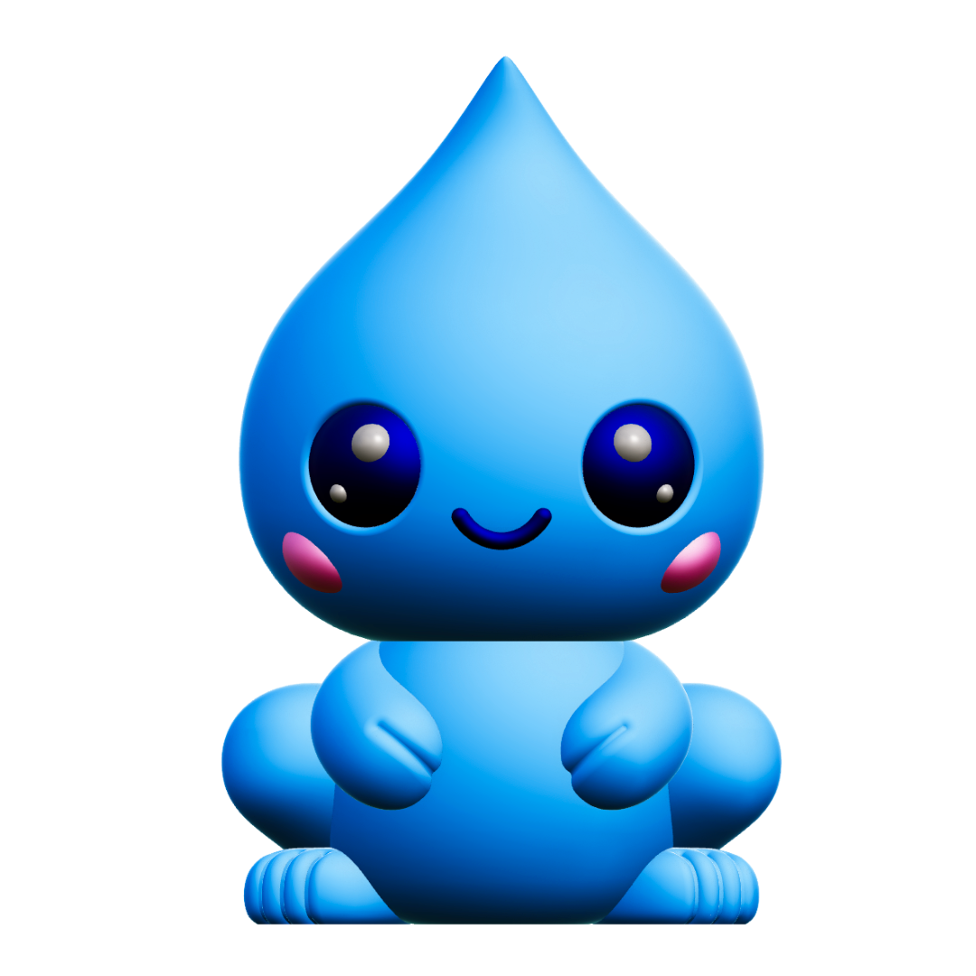 Creature Kin Driplet Figure Cute Waterdrop Frog Art Toy Royalty-Free 3D STL Model — view 3