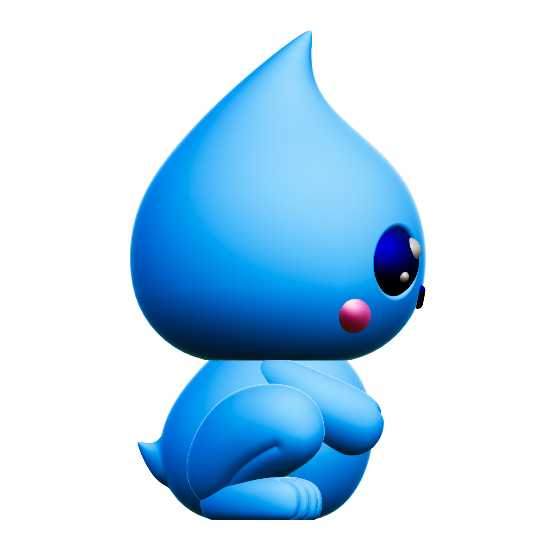 Creature Kin Driplet Figure Cute Waterdrop Frog Art Toy Royalty-Free 3D STL Model — view 5