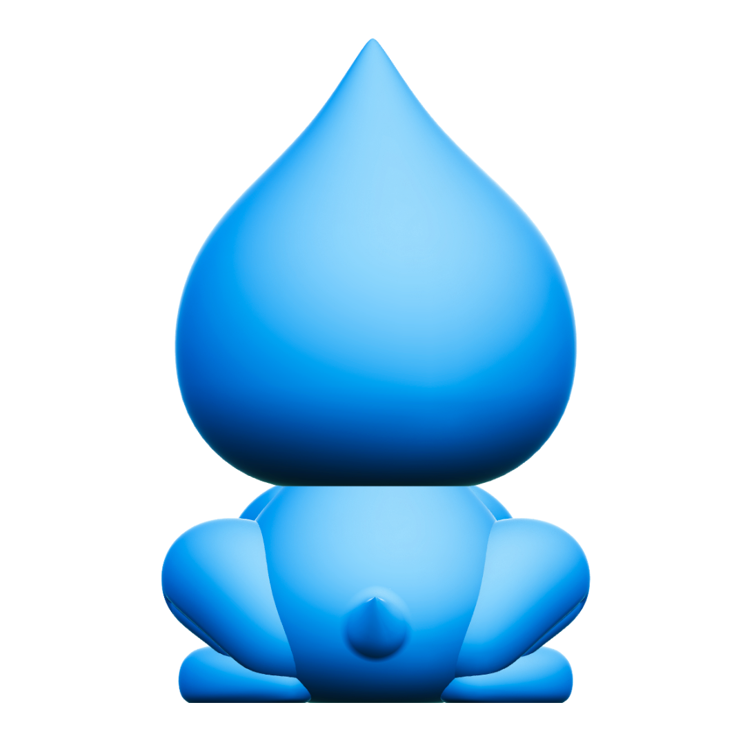 Creature Kin Driplet Figure Cute Waterdrop Frog Art Toy Royalty-Free 3D STL Model — view 6