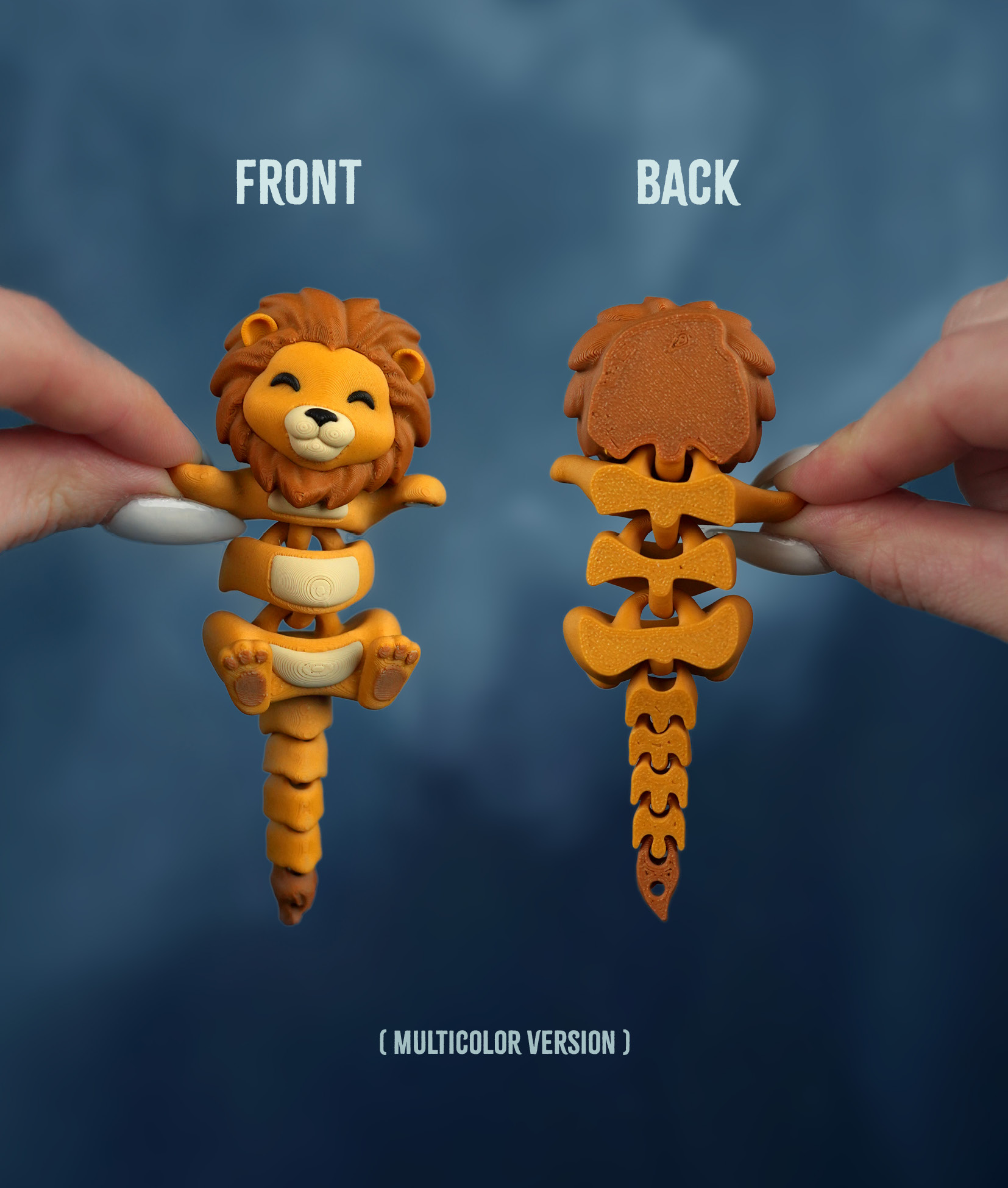 Luis, the Flexi Lion - Magnetic Hand-Holding Companion 3D 3MF Model — view 5